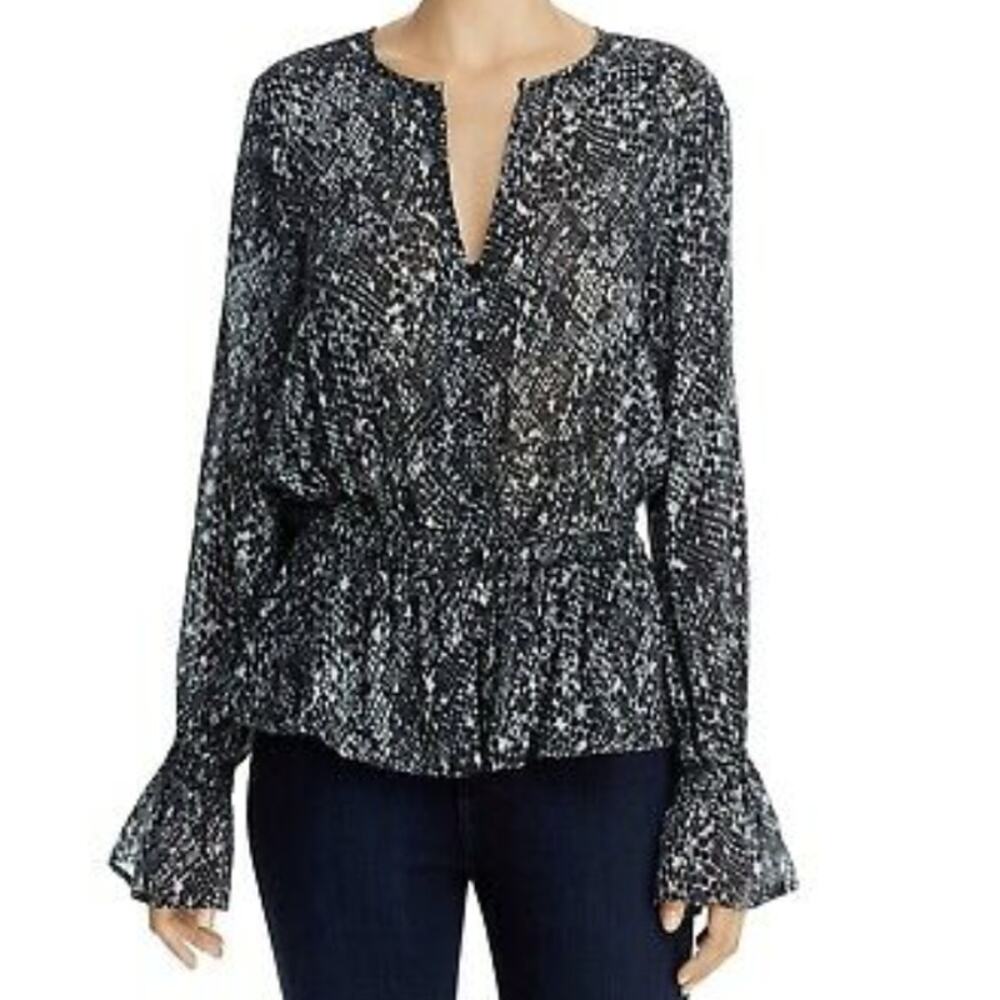BELLA DAHL Animal Print Peplum Blouse XS